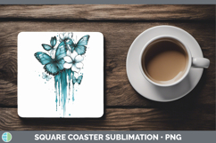 GorgeousTeal Drips BS01 Square Coaster design.