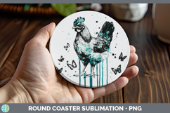 GorgeousTeal Drips BS01 Round Coaster design.