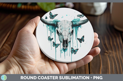 GorgeousTeal Drips BS01 Round Coaster design.