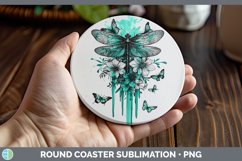 GorgeousTeal Drips BS01 Round Coaster design.