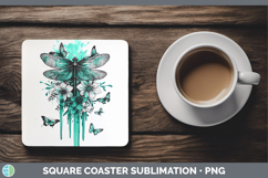 GorgeousTeal Drips BS01 Square Coaster design.