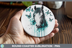 GorgeousTeal Drips BS01 Round Coaster design.