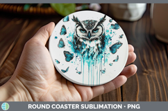 GorgeousTeal Drips BS01 Round Coaster design.