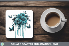 GorgeousTeal Drips BS01 Square Coaster design.