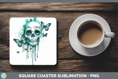 GorgeousTeal Drips BS01 Square Coaster design.