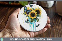 GorgeousTeal Drips BS01 Round Coaster design.