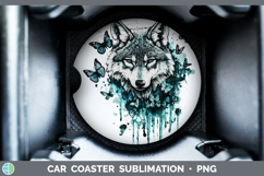 GorgeousTeal Drips BS01 Car Coaster design.