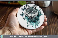 GorgeousTeal Drips BS01 Round Coaster design.