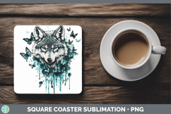 GorgeousTeal Drips BS01 Square Coaster design.