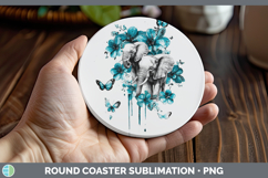 GorgeousTeal Drips BS02 Round Coaster design.