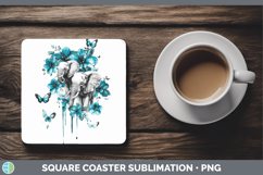 GorgeousTeal Drips BS02 Square Coaster design.