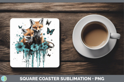 GorgeousTeal Drips BS02 Square Coaster design.