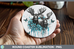 GorgeousTeal Drips BS02 Round Coaster design.
