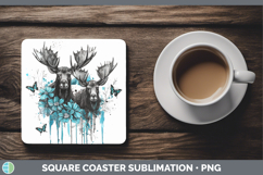 GorgeousTeal Drips BS02 Square Coaster design.