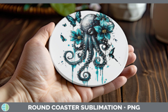GorgeousTeal Drips BS02 Round Coaster design.