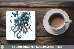 GorgeousTeal Drips BS02 Square Coaster design.