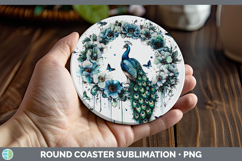 GorgeousTeal Drips BS02 Round Coaster design.