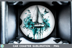 GorgeousTeal Drips BS02 Car Coaster design.