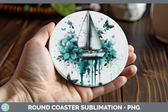 GorgeousTeal Drips BS02 Round Coaster design.