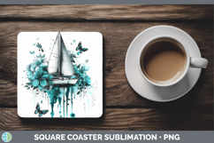 GorgeousTeal Drips BS02 Square Coaster design.