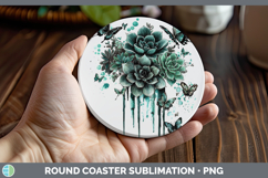 GorgeousTeal Drips BS02 Round Coaster design.