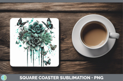 GorgeousTeal Drips BS02 Square Coaster design.