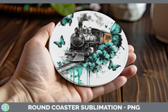 GorgeousTeal Drips BS02 Round Coaster design.