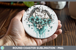 GorgeousTeal Drips BS02 Round Coaster design.
