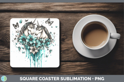 GorgeousTeal Drips BS02 Square Coaster design.