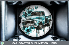 GorgeousTeal Drips BS02 Car Coaster design.