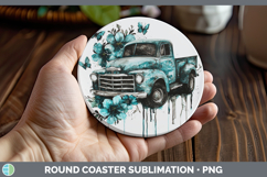 GorgeousTeal Drips BS02 Round Coaster design.
