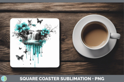 GorgeousTeal Drips BS02 Square Coaster design.