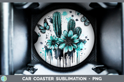 GorgeousTeal Drips Car Coaster design.