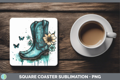GorgeousTeal Drips Square Coaster design.