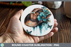 GorgeousTeal Drips Round Coaster design.