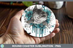 GorgeousTeal Drips Round Coaster design.