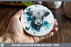 GorgeousTeal Drips Round Coaster design.