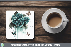 GorgeousTeal Drips Square Coaster design.