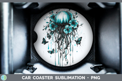 GorgeousTeal Drips Car Coaster design.