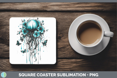 GorgeousTeal Drips Square Coaster design.