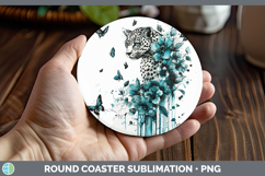 GorgeousTeal Drips Round Coaster design.