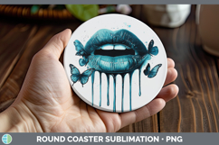 GorgeousTeal Drips Round Coaster design.