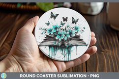 GorgeousTeal Drips Round Coaster design.