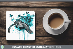 GorgeousTeal Drips Square Coaster design.