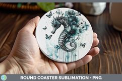 GorgeousTeal Drips Round Coaster design.