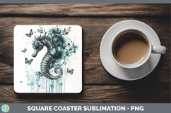 GorgeousTeal Drips Square Coaster design.