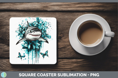 GorgeousTeal Drips Square Coaster design.