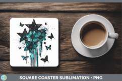 GorgeousTeal Drips Square Coaster design.