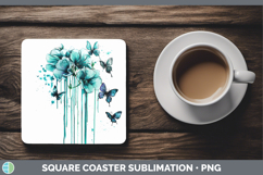 GorgeousTeal Drips Square Coaster design.