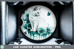 GorgeousTeal Drips Car Coaster design.